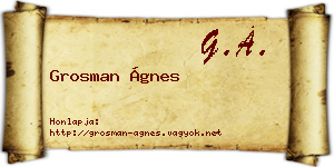 Grosman Ágnes névjegykártya